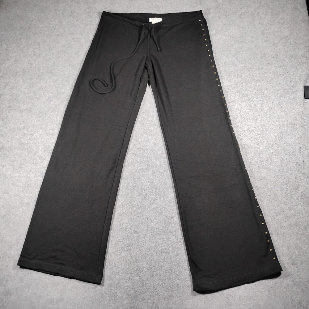 Baby Phat Y2K Rhinestone Cat Studded Flare Wide Leg Pants Women's Large Black